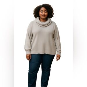 Harper Lane Oversized Slouchy Cowl Neck Sweater Oatmeal Knit Plus Size XXL